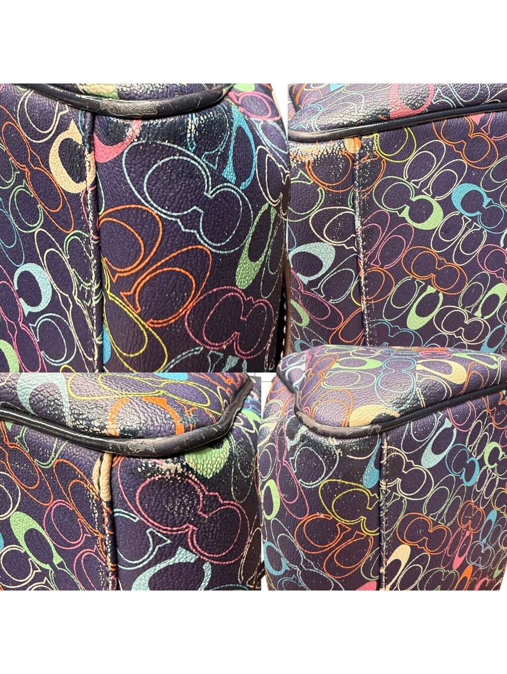 Coach Multicolor Signature C Satchel F15182 + Matching Wallet Y2K Set - Picture 4 of 12